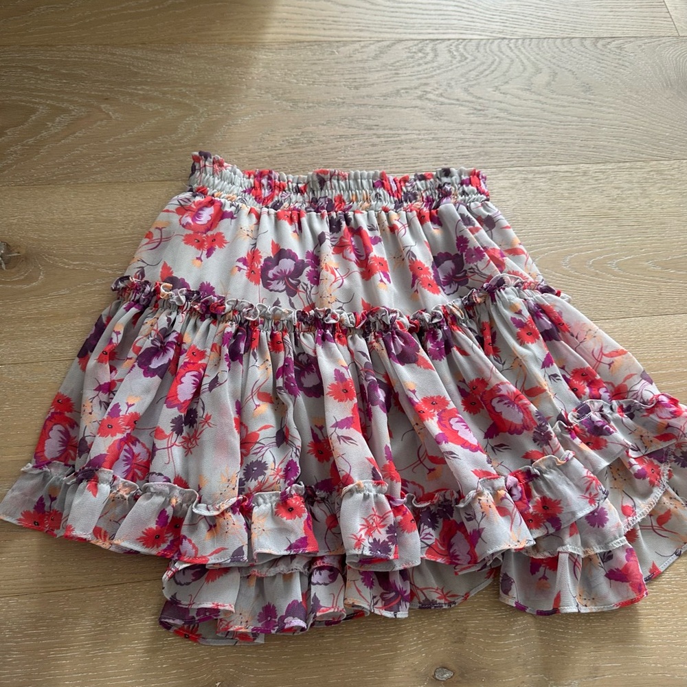 Misa Los Angeles Pink and Red Bubble Mini Skirt